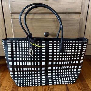 Henri Bendel and White, black and brown Patterned Tote